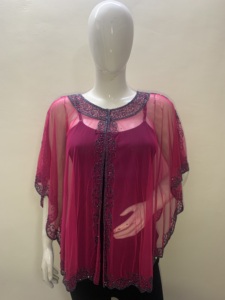 Women's 27-Inch <b>Long</b> Sexy Club Party Beach Drink Wear for Spring Winter Free Size Plus Poncho <b>Tops</b> Hand Bead Short Autumn - Product Image 5