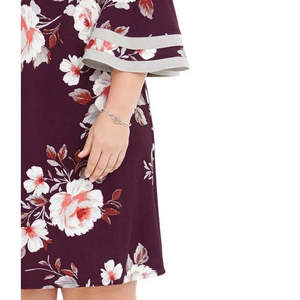 Robe trapèze en mousseline Love Squared pour femme, grande taille, imprimé floral violet, épaules dénudées, taille naturelle, XX-Large (4XL) - Product Image 3