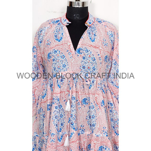 Vestido Mini de Algodón de Alta Calidad para Mujer, Estampado Floral, Informal, para Uso Diario en Verano, Nuevo, Elegante, Holgado, Natural, Largo - Product Image 4