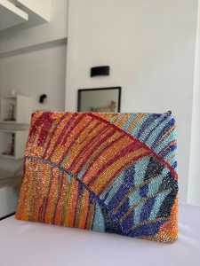 Multicolor Beaded <b>Bag</b> with Handle, Handheld <b>Bag</b>, Casual Hand <b>Bag</b>, Indian Handicraft, Handmade, <b>Baguette</b> <b>bag</b>, - Product Image 6