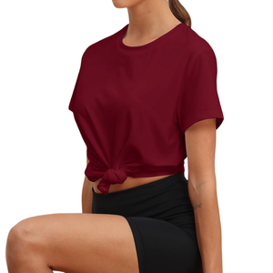 El mejor producto personalizado, ropa deportiva y transpirable al tacto ultrasuave, la mejor camiseta de gimnasio de entrenamiento de tela de poliéster para mujer - Product Image 3