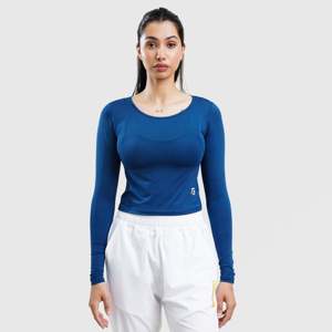 W024 <b>Navy</b> Long Sleeves Slim Fit Tee Knitted Fabric - Product Image 1