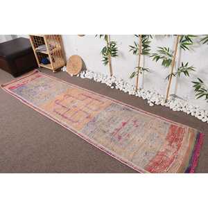 2.4x9.7 ft Turkish Vintage Rug, <b>Runner</b> Rug, Herki <b>Red</b> Wool Rug - Product Image 2
