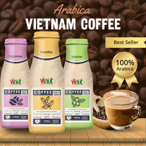 Bebida de café arábica Vietnã VINUT | Espresso baunilha mocha, pronto para beber, 405ml (24 embalagens), Fornecedor atacadista, ODM OEM