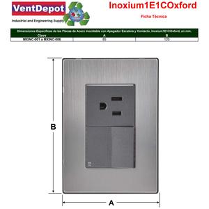 Placca da parete, MXINC-002, 2 pezzi, presa/interruttore per scale, 125-250 V CA, 10/15 A, 50/60 Hz, Argento/Oxford, Acciaio inossidabile/PC. - Product Image 4