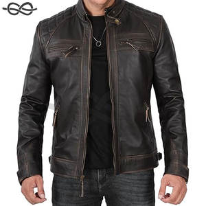 Chaqueta de Cuero para Motocicleta Más Vendida para Hombre, Acolchada, Estilo Café Racer, Cuello Alto, Transpirable, para Motociclistas con Estilo - Product Image 1