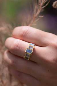 Natura arc-en-ciel Labradorite bague rectangulaire pierre semi-précieuse 925 bague en argent Sterling massif vente en gros usine de bijoux inde - Product Image 3