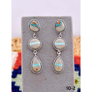 Southwest Handmade Ribbon Royston Turquoise & Sterling <b>Silver</b> <b>Drop</b> <b>Earrings</b> Water <b>Drop</b> Shape for Gift - Product Image 1