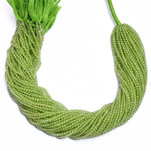 Peridoto AAA+ de 2mm-3mm, piedras preciosas microfacetadas en forma de rondel, peridoto verde natural, piedras preciosas semipreciosas sueltas para joyería. - Product Image 1
