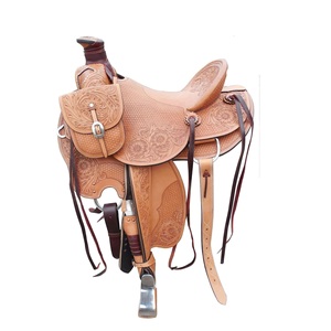 Sillín de caballo de cuero de cuerda occidental Premium bellamente diseñado, sillín inglés con logotipo personalizado para mayor comodidad y rendimiento. - Product Image 1