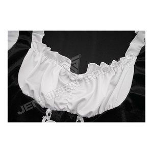 Costumes allemands Oktoberfest 3 Pcs bavarois Dirndl Robes Mini Drindl Frock avec chemisiers Coton à carreaux/Polyester Tissu - Product Image 4