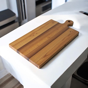 Tabla de bambú de acacia de nogal orgánico grande personalizada, tabla de cocina para picar queso, ranura para jugo de resina, utensilios de cocina para cortar madera - Product Image 4