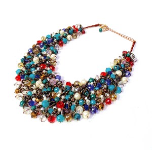 Venta superior, joyería Bohemia hecha a mano, collar de cuentas étnicas antiguas de cristal de Metal para mujer, Gargantilla corta colorida, collar de cuentas - Product Image 5