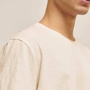Camisetas de algodón 100% para hombre, Jersey transpirable de peso pesado con diseño en blanco sólido hecho de tela peinada y fibra de bambú - Product Image 5
