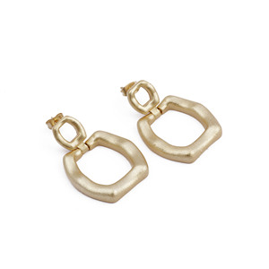 Clip de aro geométrico de tono dorado de moda en pendientes de tachuelas Clip de aldaba de puerta grande de oro pendiente suministros de joyería Stud - Product Image 1