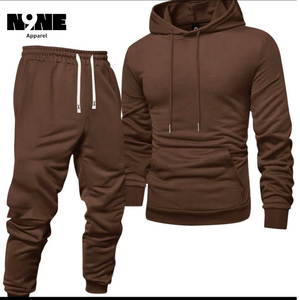 ชุดวอร์มผ้าฝ้าย2ชิ้นสำหรับผู้ชายเสื้อมีฮู้ดและกางเกงพลุแบบมีซิปสำหรับ100% ออกแบบโลโก้ได้ตามต้องการ - Product Image 1