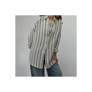 Camicia di lino a righe da donna
