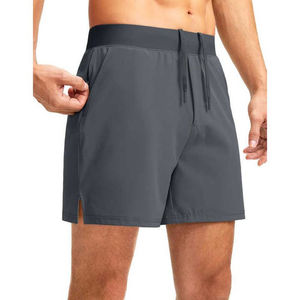 Pantalones cortos informales para gimnasio para hombre, ligeros, transpirables, de malla de poliéster, patrón sólido, cintura media, cordón con cremallera, cintura elástica - Product Image 2