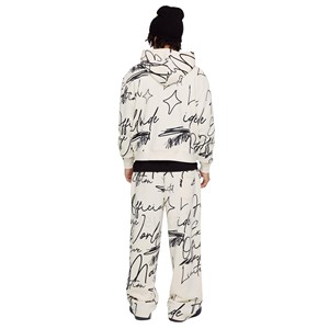 OEM Logo personnalisé de haute qualité sérigraphié coupe-vent vente de gros en gros Ensemble deux pièces Sweat à capuche évasé Survêtements 100% coton - Product Image 5