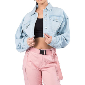 Chaqueta Vaquera Elástica con Botones para Mujer, Fabricantes OEM, Alta Calidad, Estilo Casual Desgastado, Chaqueta Corta de Mezclilla para Mujer 2026 - Product Image 1