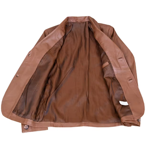 Blazer de Cuero Estilo Urbano, Corte Cómodo, Acabado Suave, Opción de Marca Personalizada para Mujer, Ideal para Combinar en Capas y Uso Diario - Product Image 6