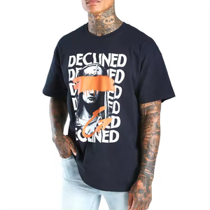 Compre Camiseta extragrande de alta calidad con hombros caídos para hombre Camiseta holgada de verano 100% de algodón con estampado personalizado - Product Image 6