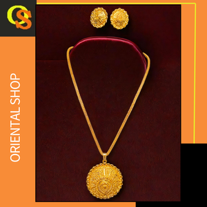 Boucles d'oreilles collier de style traditionnel serti de boucles d'oreilles collier de qualité supérieure plaqué or 22Ct pour les femmes portent des bijoux - Product Image 2