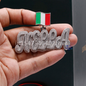 Pendentif Hip Hop en argent sterling 925 pour hommes VVS Clarity Moissanite Diamond Plaqué or Style glacé pour les fêtes - Product Image 1