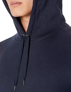 Sudadera con capucha azul marino para hombre Sudadera con capucha de lana de mezcla de algodón suave con bolsillo de canguro - Product Image 3