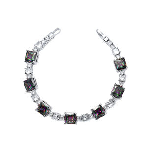 Mystic Topaz CZ piedra brillante piedra plata tenis pulsera venta al por mayor hecho a mano 925 joyería de plata esterlina - Product Image 1