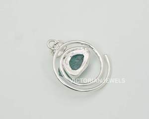 Pendentif fin en argent sterling massif 925 pierre de naissance de mars avec incrustation de réglage de lunette en apatite bleue brute pour pendentifs à breloque - Product Image 4