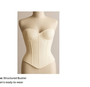 Bustier Structuré Prêt à Porter Femme Sans Bretelles Chaud Beige Imprimé Floral Polyester Spandex Côtelé Texturé Bi Stretch - Product Image 1