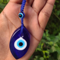 Porte-clés en verre bleu et fer, motif œil protecteur, fait main, formes variées, amulette, taille personnalisable, simple, 5 pièces/sac, idéal pour offrir