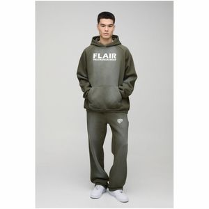 เสื้อฮู้ดสวมหัวผ้าคอตตอนออร์แกนิกสำหรับผู้ชาย, เสื้อกันหนาวแบบสวมหัวมีลายสีพื้นไซส์ใหญ่พิเศษสำหรับฤดูหนาว - Product Image 3