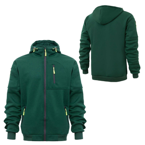 Sweat-shirt à capuche zippé pour homme, 100% coton molletonné, coupe ample, uni, respirant, poches zippées, intérieur brossé chaud - Product Image 1