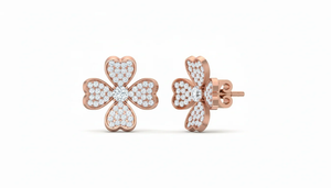 High Quality Diamond <b>Heart</b> Clover Stud <b>Earrings</b> Offering Radiant Sparkle & Refined Detailing Perfect For Weddings Romantic Gifts - Product Image 4