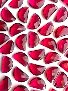 <b>Red</b> Hydro Quartz Faceted D Shape Gemstone Loose Semi Circle <b>Beads</b> for Jewelry Making Necklace Bracelet Earrings DIY Supplies - Product Image 2