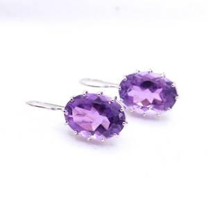 925 Sterling Silver Boho Amethyst Drop <b>Earrings</b> Natural Purple Statement Jewelry for Weddings and <b>Christmas</b> Gifts - Product Image 6