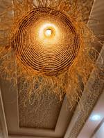 Luminaire en osier Abat-jour/suspension feuilles de palmier-fibre naturelle Maroc Emma gamme désert Seagrass