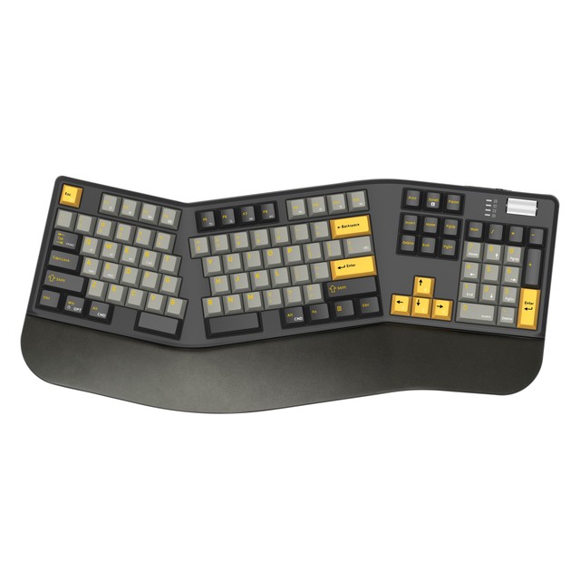 Ergonomics Triple-mode Wireless 2.4G+BT+TYPE-C Tri-mode Mechanical Keyboard Full Size Ergonomics Split Keyboard with Wrist Rest