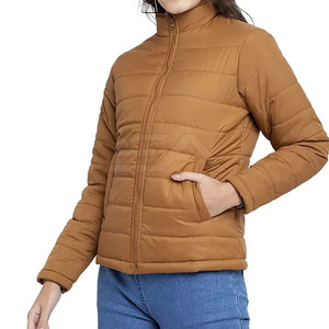 Vente directe usine – Blousons d'hiver matelassés pour femme, respirants, en nylon écologique, col montant tricoté, coupe-vent, rembourrés en polyester - Product Image 2