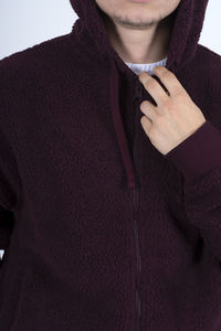 Sweat à capuche zippé en molleton bordeaux pour homme, 100 % coton, chaud pour l'hiver, décontracté, streetwear, mode - Product Image 4