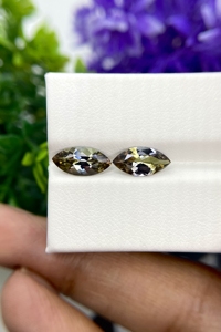 คู่อัญมณี Tanzanite สองสีและสีเหลือง zoisite Loupe รูปทรงมาร์กีธรรมชาติสำหรับทำเครื่องประดับอัญมณีหลวม - Product Image 4