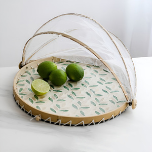 ฝาครอบโดมป้องกันอาหารตาข่ายพร้อมถาดลายหอยมุกอุปกรณ์เสริมสำหรับห้องครัวเต็นท์ตาข่ายใส่อาหาร - Product Image 2