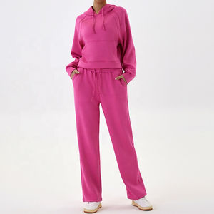 Conjunto de Sudadera y Pantalones Deportivos de Dos Piezas para Mujer, Estilo Urbano, Oversize, Grueso, de Algodón, con Logotipo Personalizado - Product Image 4