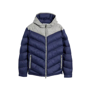 Chaqueta Acolchada con Cuello Alto de Lona Estampada Personalizada al por Mayor para Hombre con Logotipo Personalizado, Diseño Casual de Invierno y Bolsillos - Product Image 1