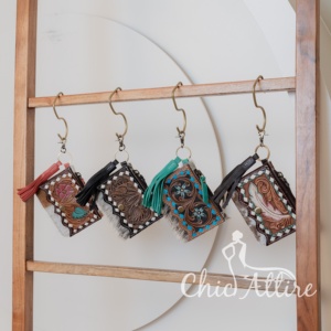 กระเป๋าใส่เหรียญหนังแท้สำหรับผู้หญิงตะวันตกกระเป๋าใส่เหรียญหนังวัวมีพู่ห้อยกระเป๋าใส่บัตรเครดิตขนาดเล็ก - Product Image 1