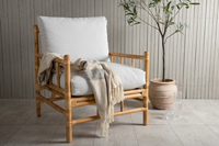 Fauteuil de loisirs en bambou vintage écologique, design tropical moderne, housse amovible, haute durabilité pour l'extérieur et la maison (vente en gros)