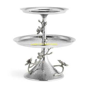 Gran oferta, soporte de pastel de rama de árbol dorado de aluminio con placas azul agua, soporte decorativo de postre de Metal para bodas, fiestas, porciones - Product Image 4