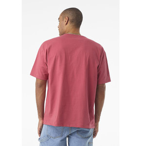 Bella + toile 4610 T-Shirt unisexe surdimensionné pour hommes 7.5 oz poids lourd Vintage rouge épaules tombantes 100% coton goutte imprimé blanc - Product Image 3